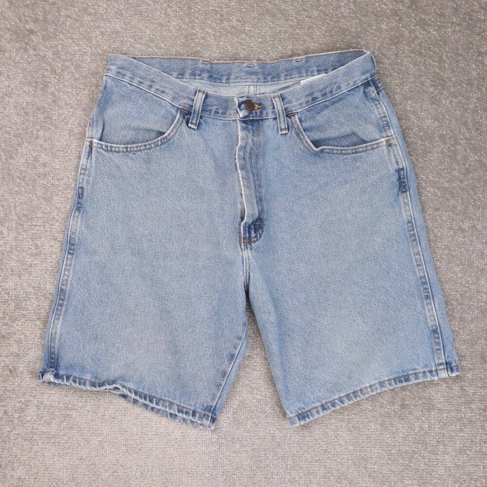 VTG 90s Rustler 34x8 Light Wash Blue Denim Jean Shorts Jorts